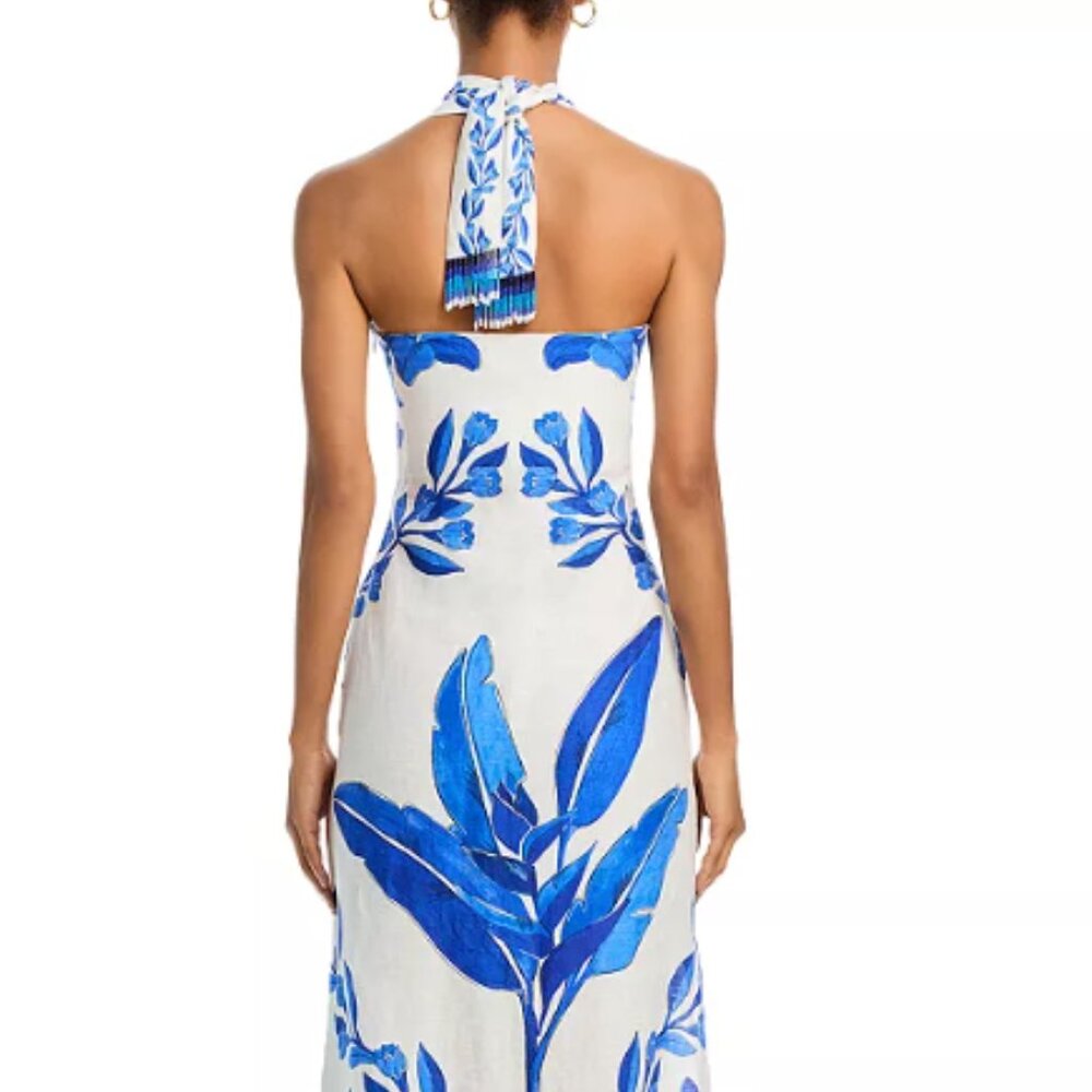 FARM Rio White Maxi Dress with Bold Blue Botanical Print - Picture 3 of 5